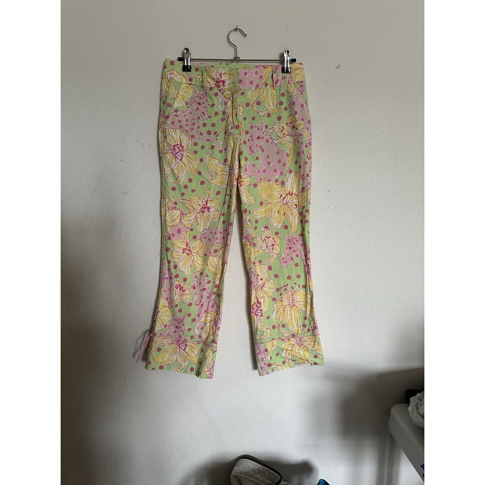 Lilly Pulitzer Cropped Pants Fillies For Lilies Size O Length 23.5 Waist 25.5